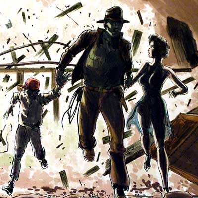 Fleeing Pankot Palace Storyboard Art | Indiana Jones