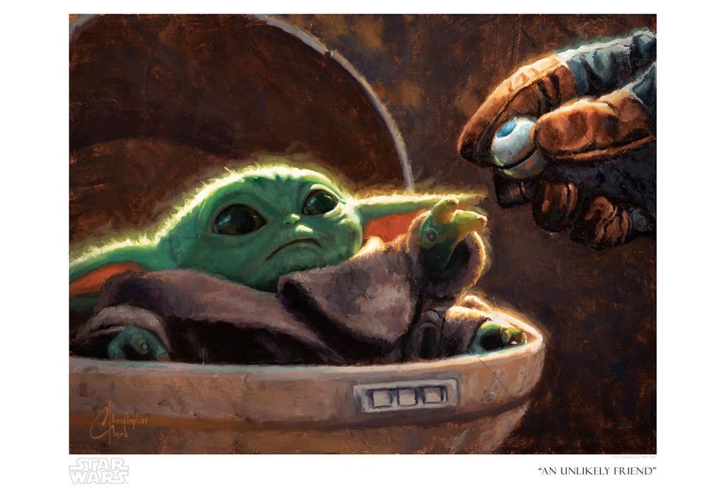 An Unlikely Friend by Christopher Clark | Star Wars Baby Yoda Child paper