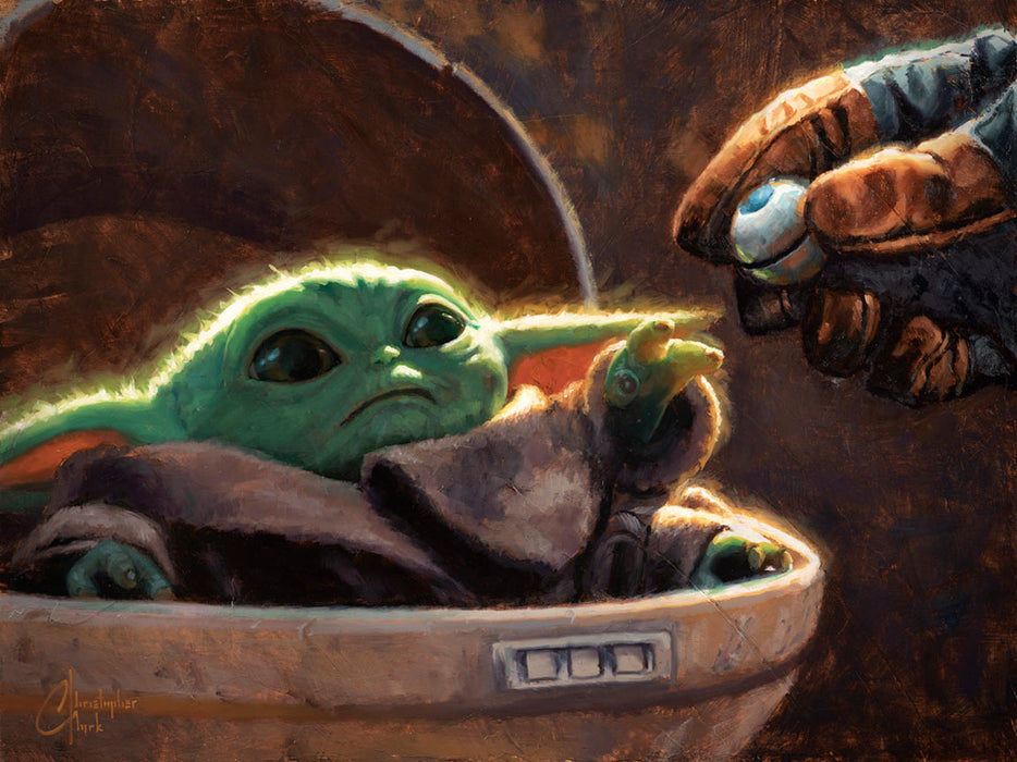 An Unlikely Friend by Christopher Clark | Star Wars Baby Yoda Child canvas